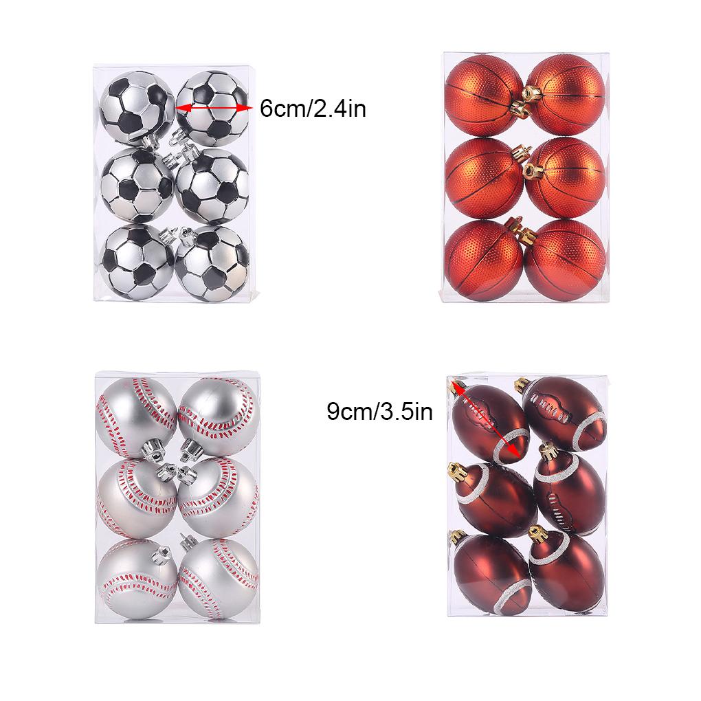 6-teiliges Set einfach aufzuhängender Fußball-Weihnachtskugeln – Exquisite Weihnachtsbaumdekoration