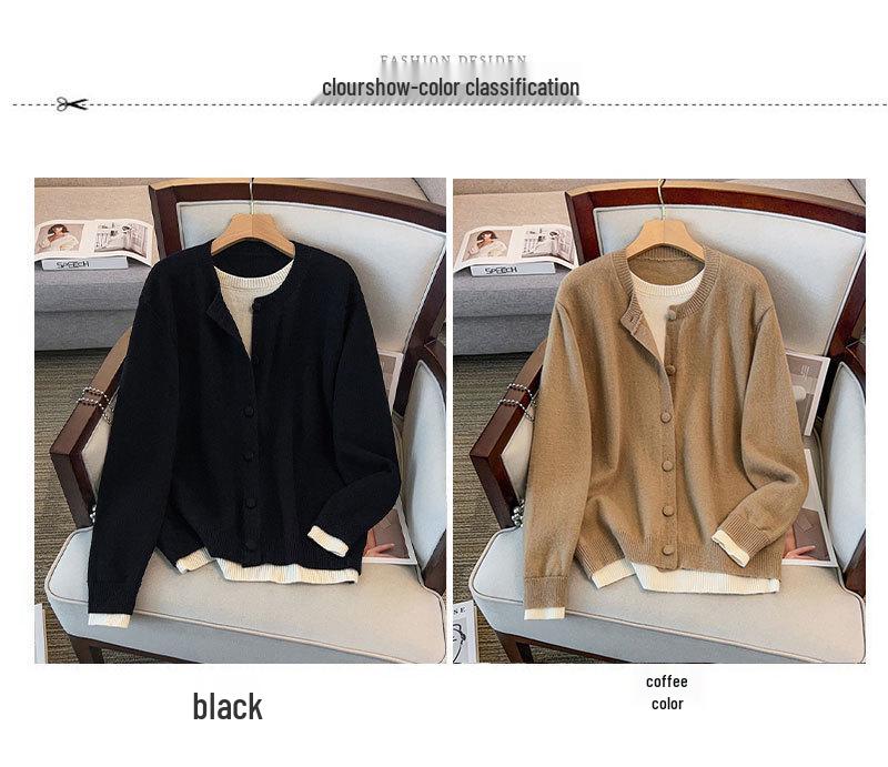 Plus Size Women's Loose Cardigan & Sweater Set (Bust 150/160) - Style 350-8081