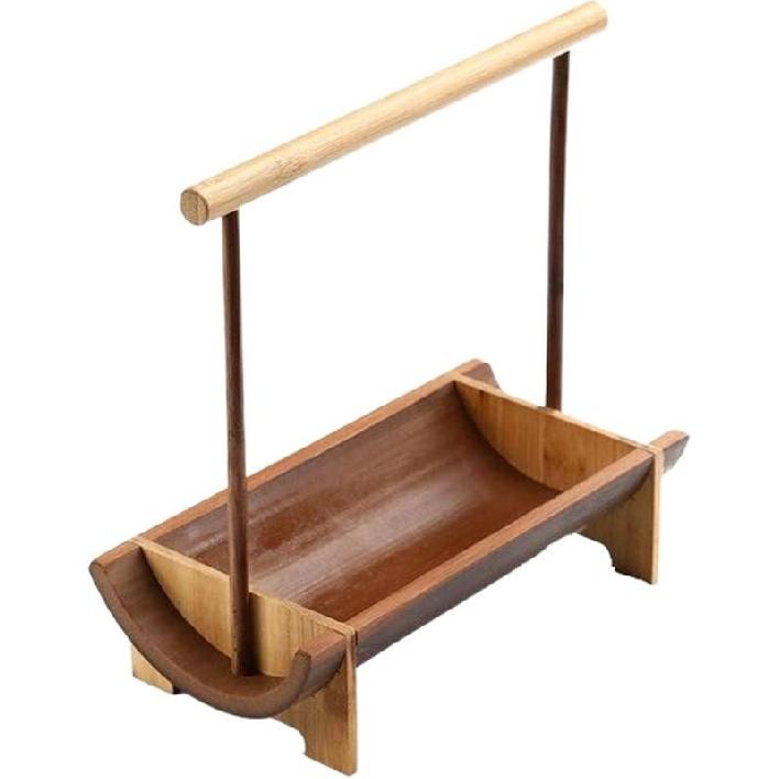 FARZI Portable Bamboo Cabas Gift Box Bamboo Portable Snack Basket Desktop Tea Box Dried Fruit Tray Storage Fruit Snack Basket