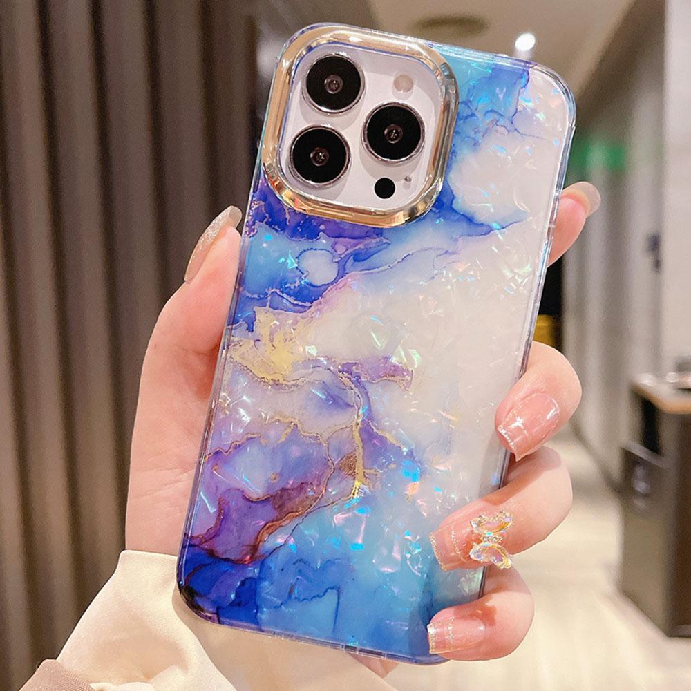 

For iPhone 16 Pro Max Case IMD Marble Shell Pattern TPU+PC Phone Cover Style 6