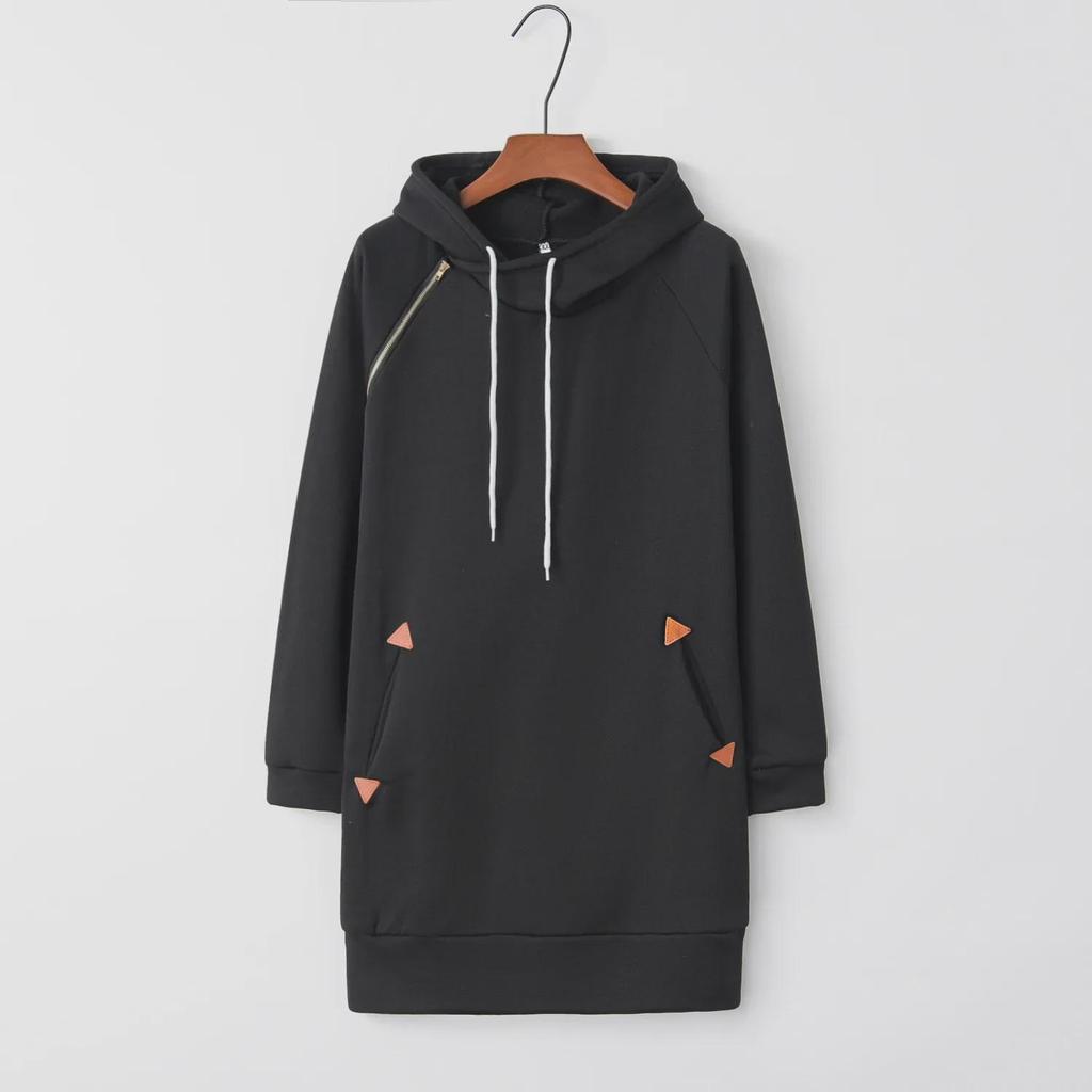Hooded Zipper Pullover Mid-Length Sweater Dress - New Style