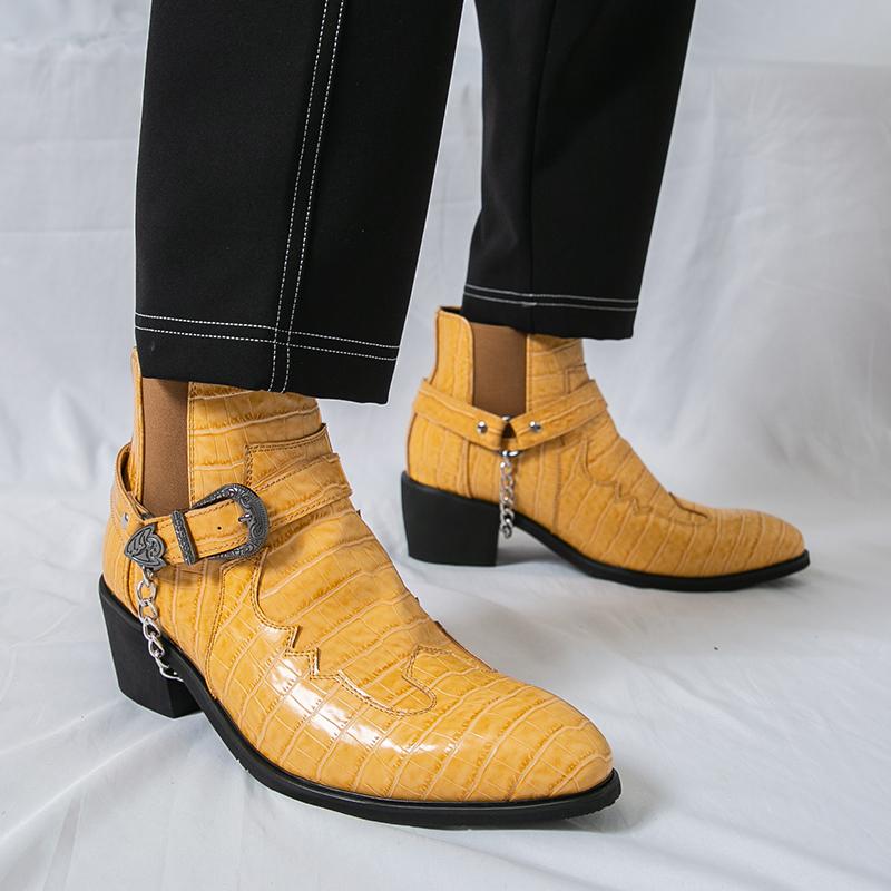 Bottes Homme Toutes Saisons Talon Haut Cheville Bout Pointu Décontractées Mode Confortables Pour Usage Quotidien Matériau Durable De Bonne Qualité