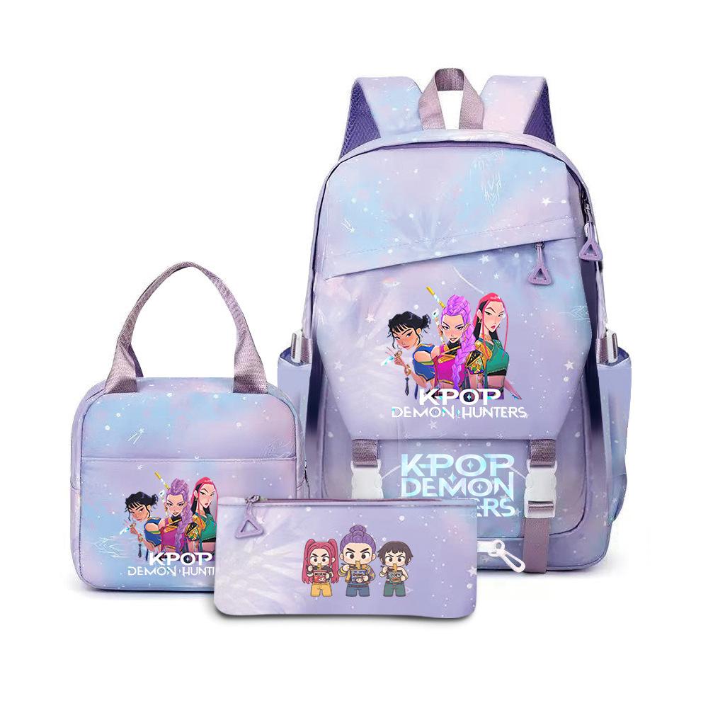 Kpop Demon Hunters, Elementary School Bag, Children'S Backpack, Lunch Bag, Pencil Bag, Three-Piece Set, Student Backpack