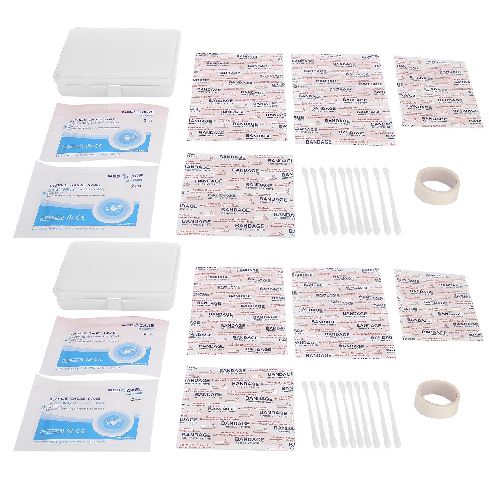 

2 Set Outdoor Home Emergency Aid Kit Adhesive Bandage Gauze Tape Wound Treatment Tool