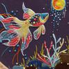 Star Goldfish Embroidery Kit Embroidery Starter Kit with Hoop Fabric Threads Adult Needlework Kit for Beginners Home Decor