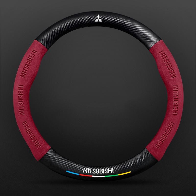 cxbkdv1 Carbon fiber Suede Car Steering Wheel Cover For Mitsubishi Pajero Sport Outlander ASX Lancer Eclipse RALLIART Auto Accessories