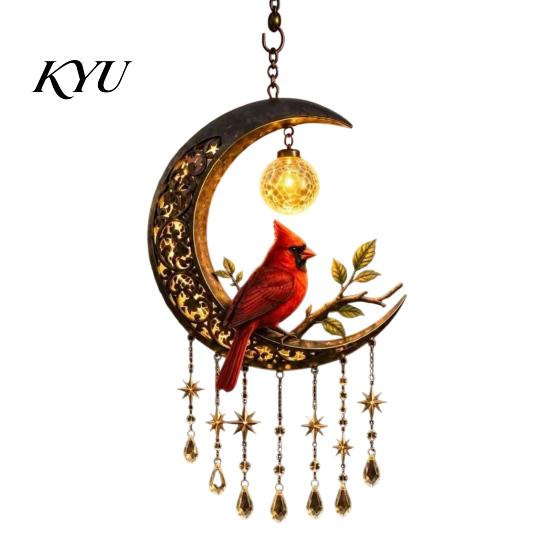 Crystal Tassel Hanging Decor Fairy Moon Wind Chime Pendant, Acrylic Ornament with Star Whimsical Forest & Decors for Garden Balcony Patio, Outdoor