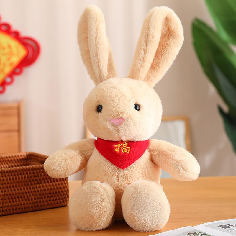 Red Festive Sweater Rabbit Doll Plush Toy Bunny Doll Year of the Rabbit Mascot Rag Doll Grab Machine Gift
