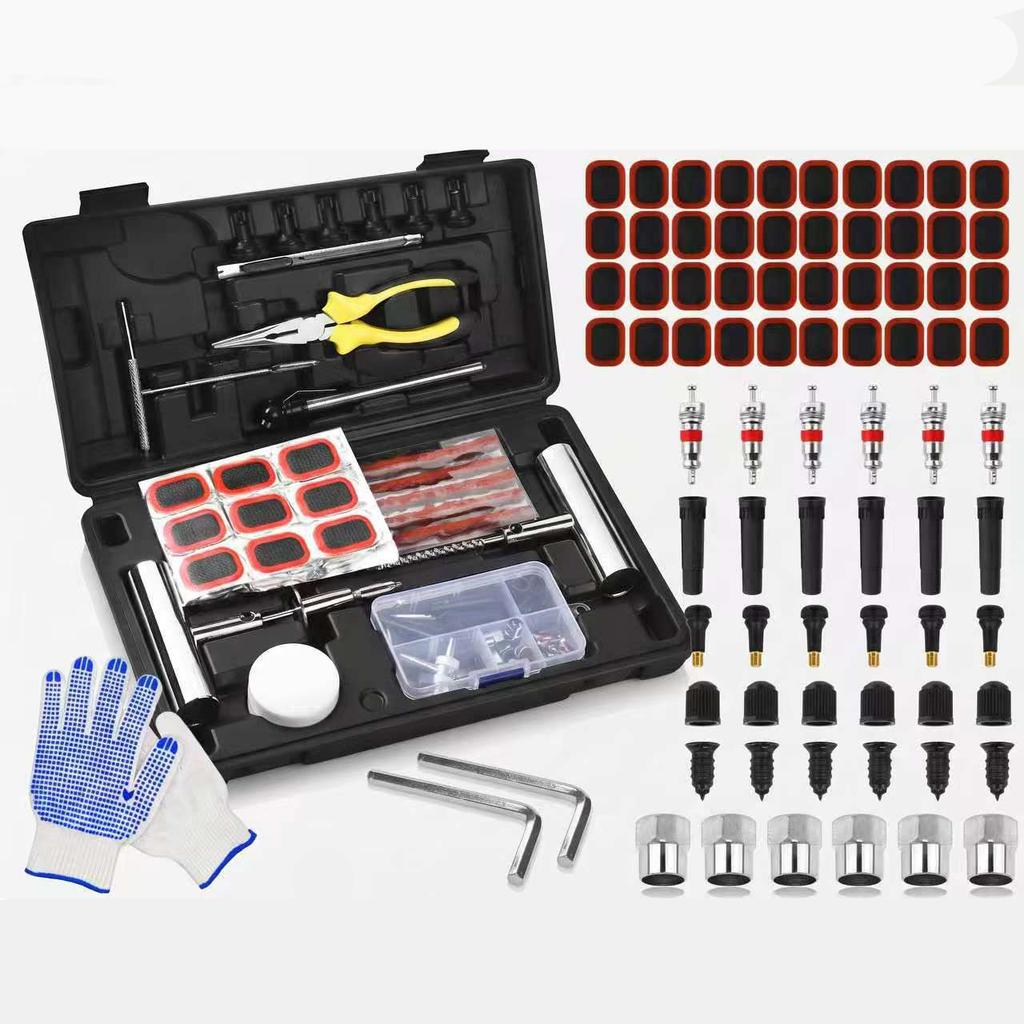 148Pcs Universal Tire Repair Kit, Tubeless Puncture Plug Tool Set, Emergency Quick Fix for Car Motorcycle Bike