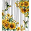 Rustic Sunflower Shower Curtain Watercolor Hummingbird Retro Yellow Flower Green Leaf Country Farmhouse Spring Floral Plant Nature Botanical Bath