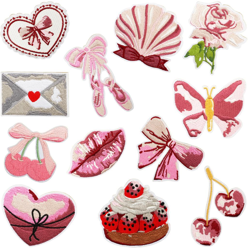 Dance Shoes Embroidery Cloth Sticker Butterfly Shell Patch Sticker Cherry Love Computer Embroidery Label Bag Decoration Chapter Boy