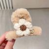 2025 New Year Red Plush Pearl Claw Clip - Stylish Women's Shark Hairpin Accessory for Buns and Hair Styling