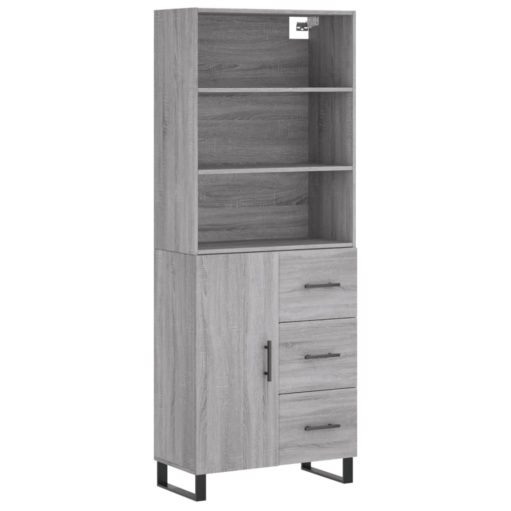 Highboard Gray Sonoma 69.5 X 34 X 180 Cm Particleboard