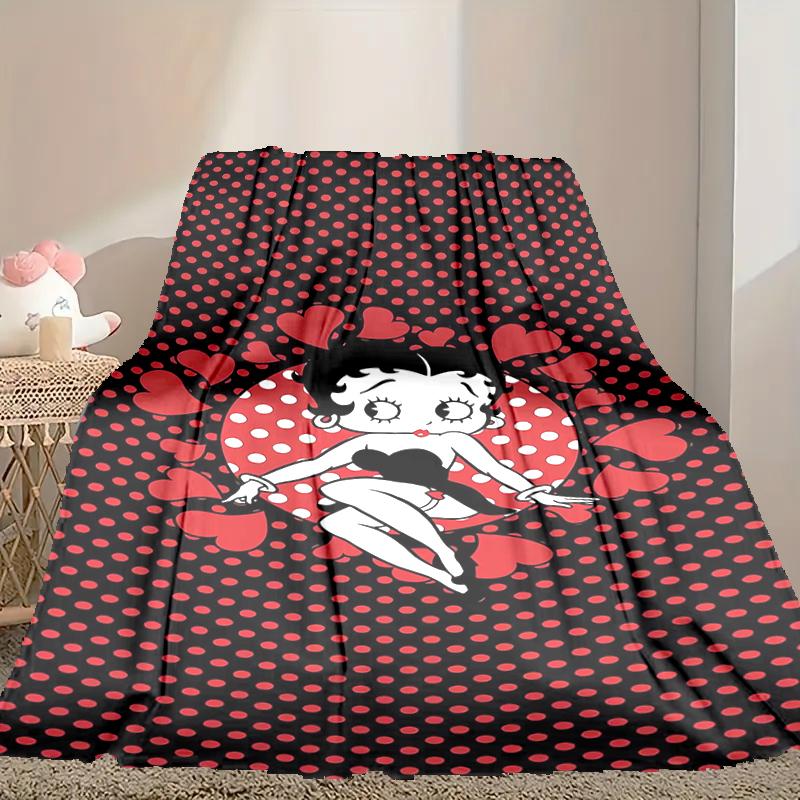 1pc Cozy Print Blanket, Betty Boop Blanket Appropriate for Home Picnic and Travel Adventures
