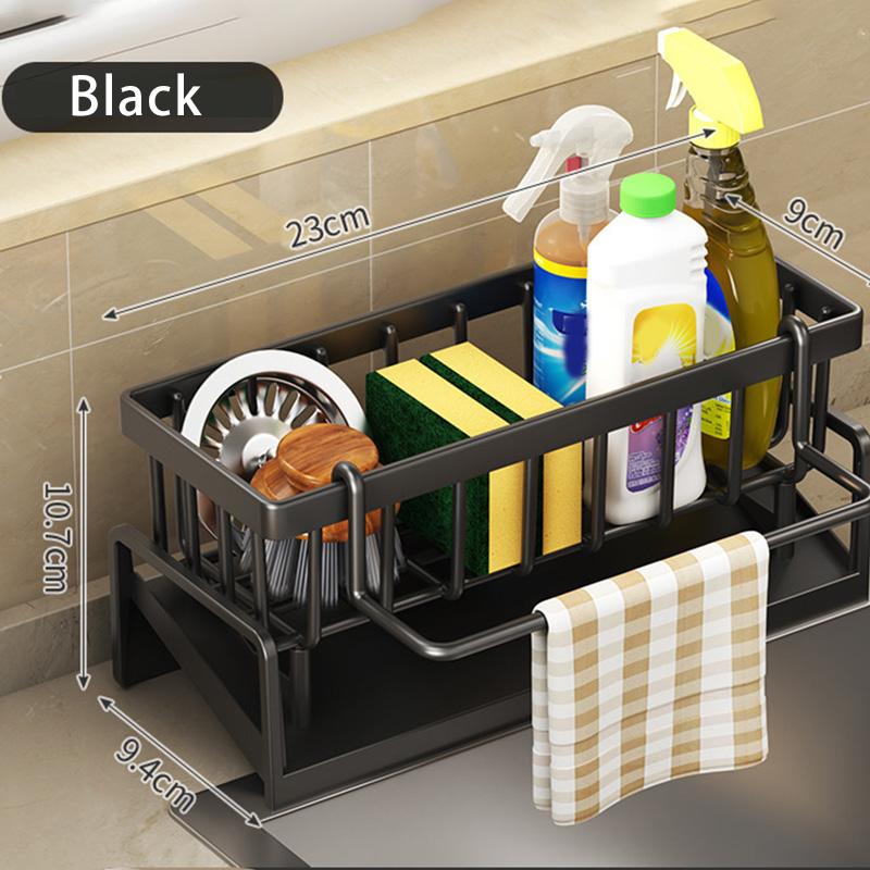 Kitchen Sponge Holder Plastic Sink Drain Rack Soap Drainer Towel Rack Self-draining Organizer Bathroom Storage Accessories