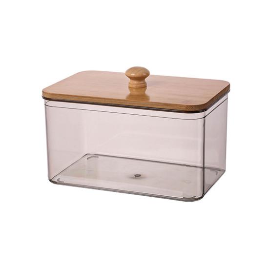 Wäscheperlen Aufbewahrungsbox mit Bambusdeckel Große Öffnung Acrylbehälter Waschpulverperlen Feuchtigkeitsgeschützter Organizer