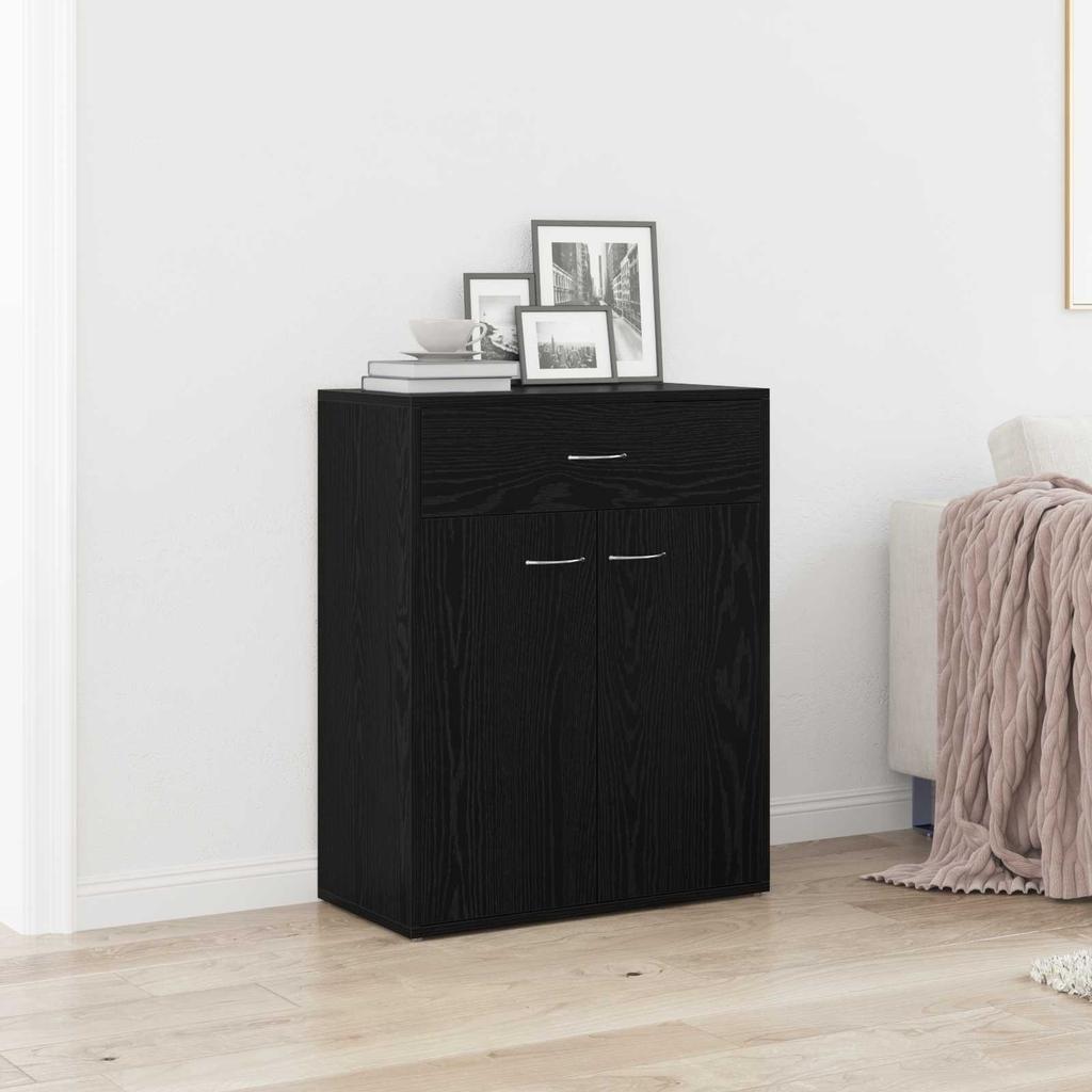 Sideboard in Black Oak Look 60 x 30 x 75 cm Engineered Wood