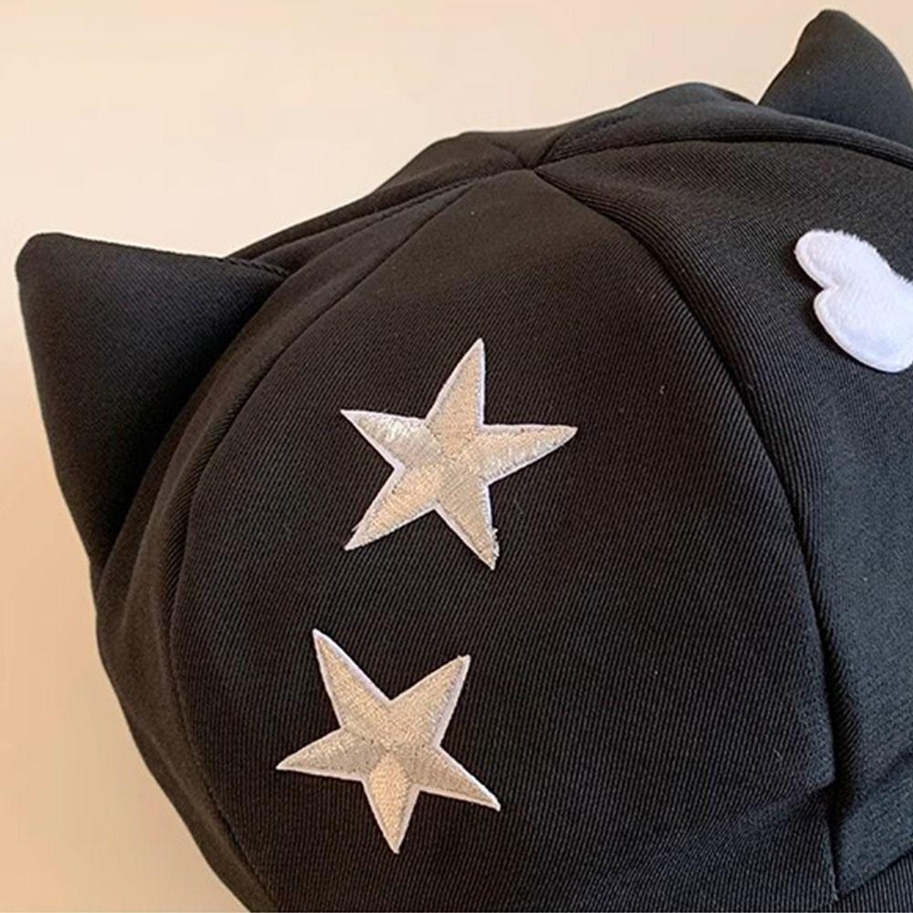 Y2k Cat Ears Baseball Cap Cute Visor Cap Fashion Star Peaked Hat  Streetwear