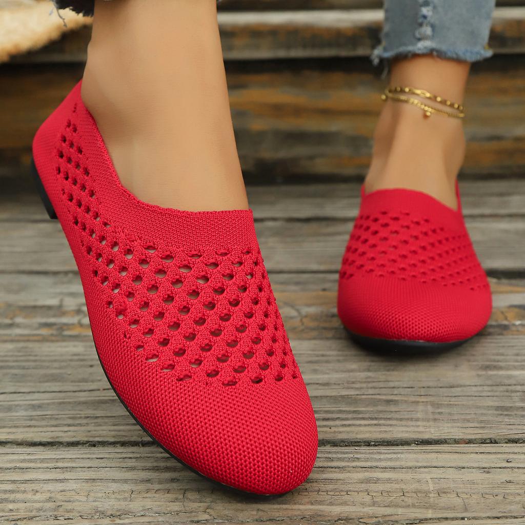 Flying Woven Lazy Single Shoes Women'S Spring Flat Bottom Large Size Hollow Casual Single Shoes Wish43