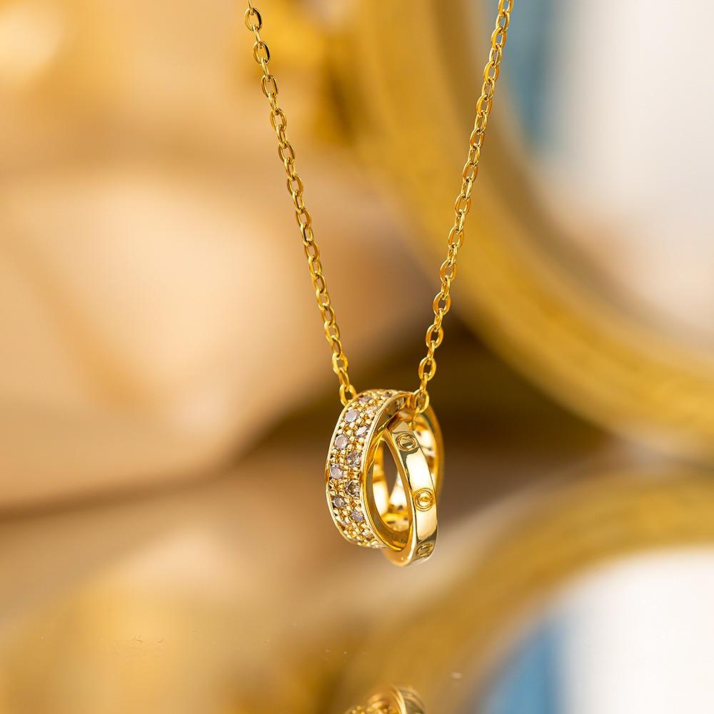 Elegant Luxury Full Zircon Copper Micro Inlaid Necklace Women Simple Exquisite Collarbone Chain Necklace