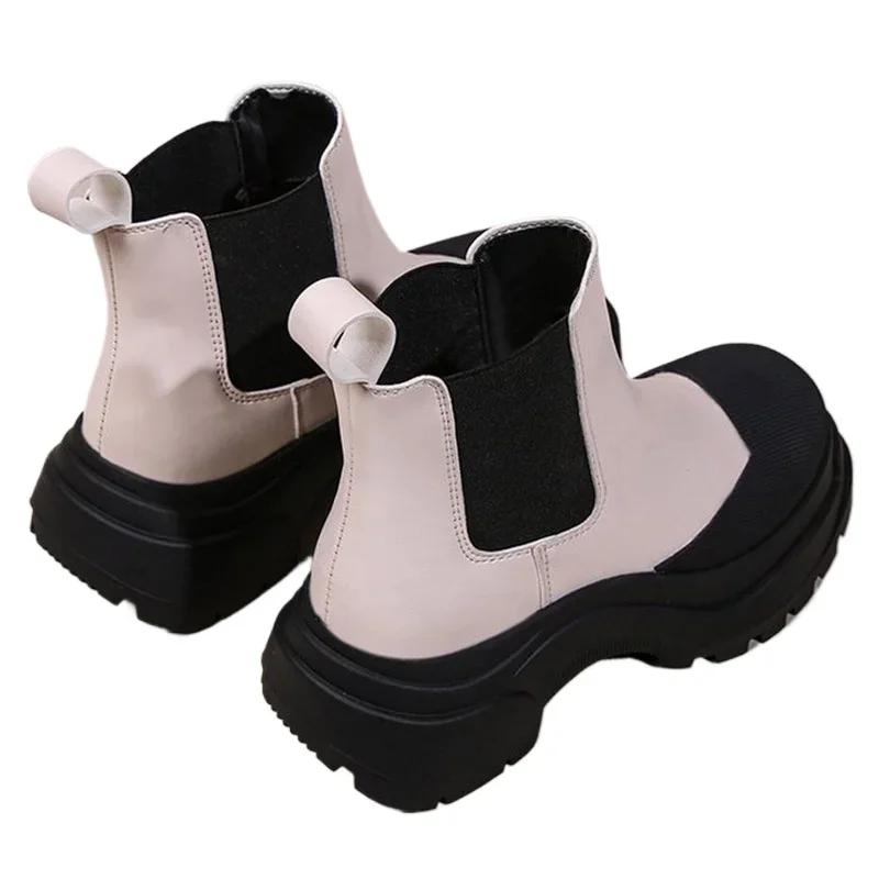 Chelsea Boots Platform Chunky Women Shoes Add plush Winter Casual Sports Shoes Snow Ankle Boots Punk Goth Fad Mujer Zapatillas
