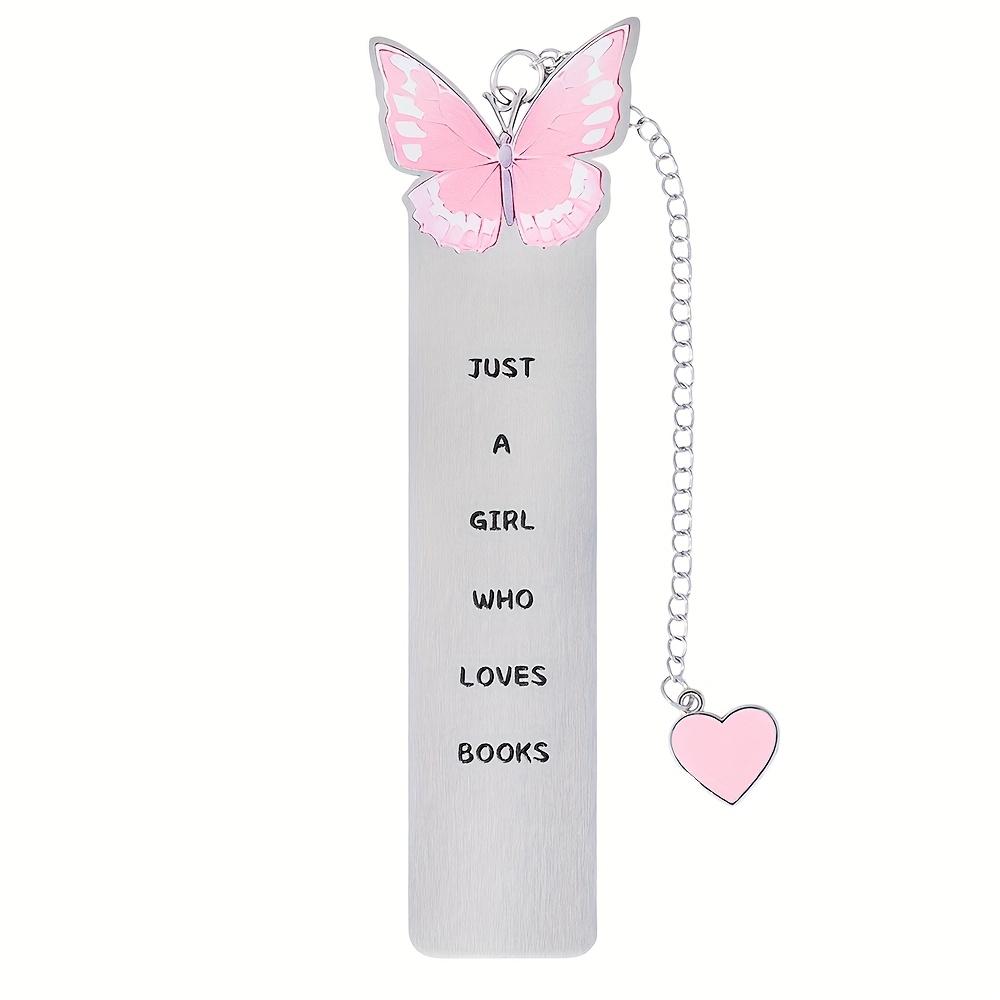 

Cute and Beautiful Bow & Butterfly Bookmark Delicate and Elegant Bookmark with Pink Heart Pendant Delicate Gift for Women