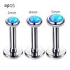 3pc 3/4/5mm Opal Internally Threaded Labret Ring Set 6-12mm Steel Bar Nose Ear Tragus Monroe Lip Stud Piercing