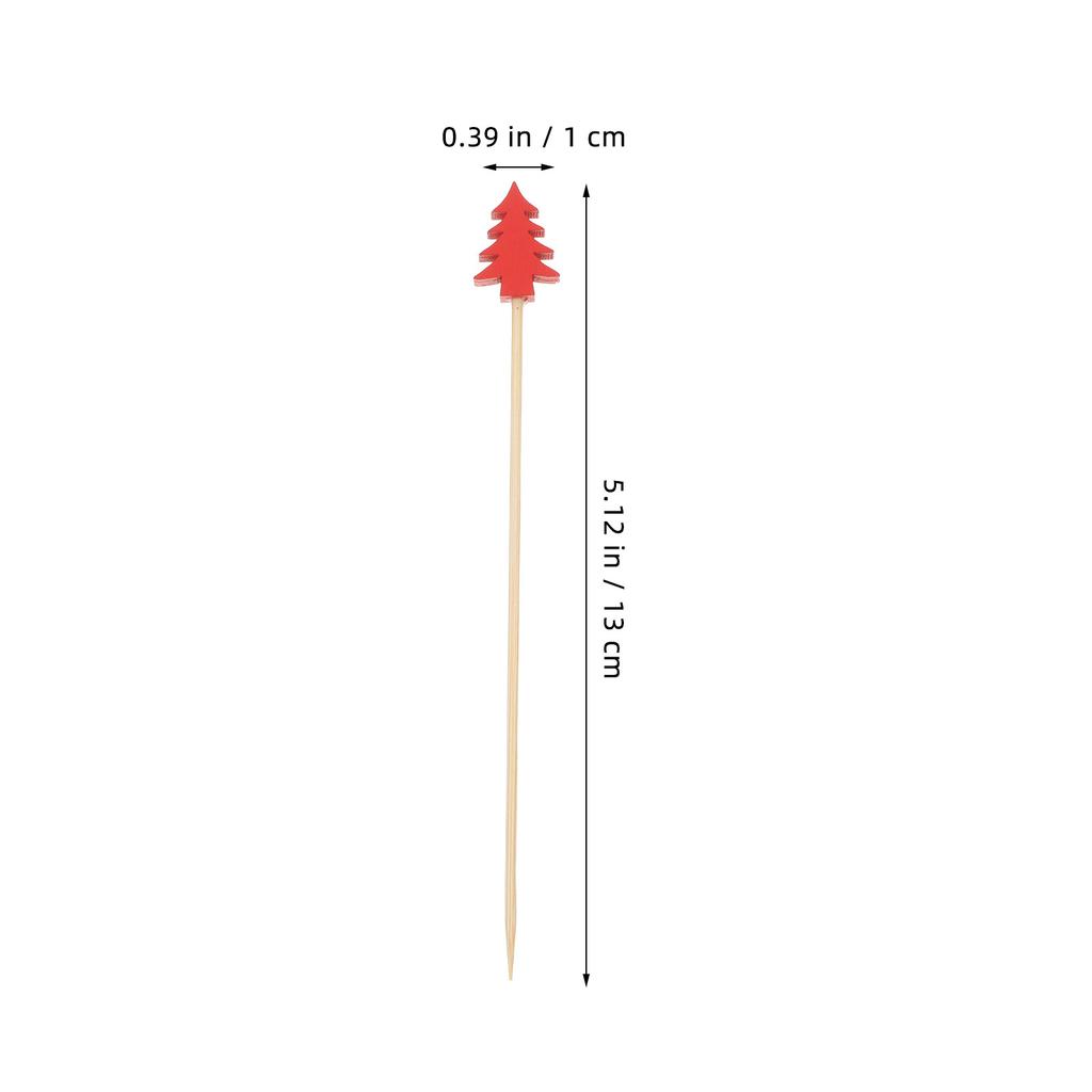 100Pcs Christmas Tree Shape Bamboo Cocktail Picks Food Safe Smooth Finish Fruit Skewers for Bar Party Ktv Home Garnish