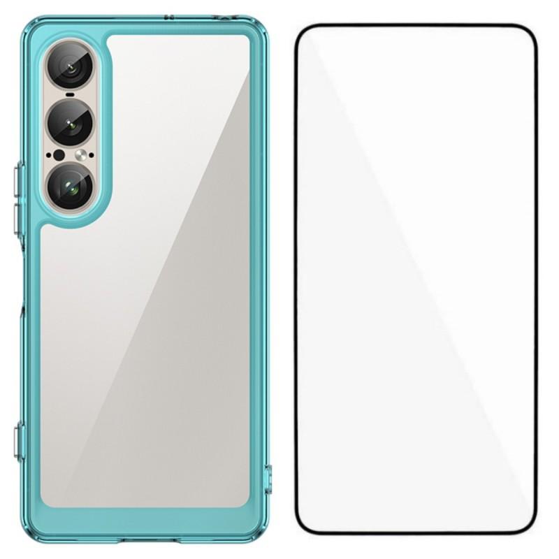 

Для чохла для телефону Sony Xperia 1 VII WANLONFENG серії XC з ТПУ та акриловою кришкою із загартованим склом (Великий отвір для об єктива) Transparent Blue