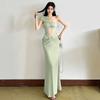 French Sexy Vacation Design Sense Summer Fashion Temperament New Hollow Lace Splicing Pleated Slanted Shoulder Dress