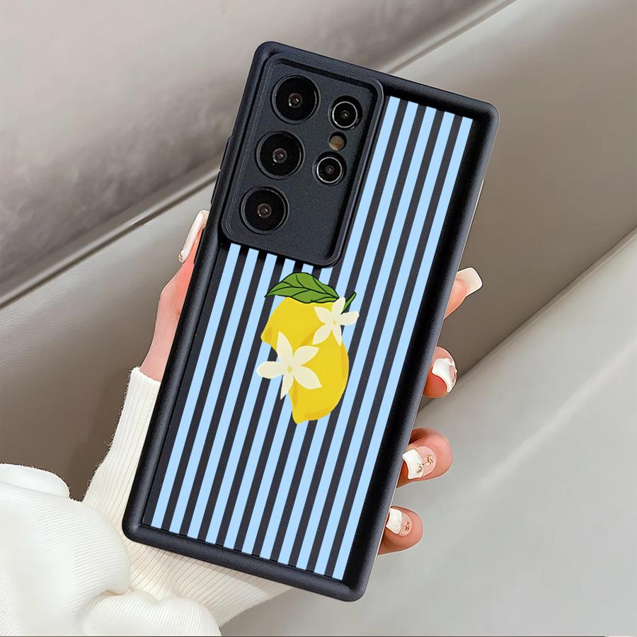 Lemon Cool Stripe Pattern Case for Samsung Galaxy S26 Ultra S22 S25 S23 FE S21 S24Ultra S25 Edge S24 Plus S20FE Phone Cover