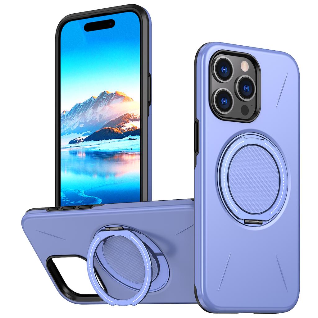 For iPhone 13 Pro 6.1 Inch Magnetic Case Rotating Kickstand TPU + PC Phone Cover - Purple