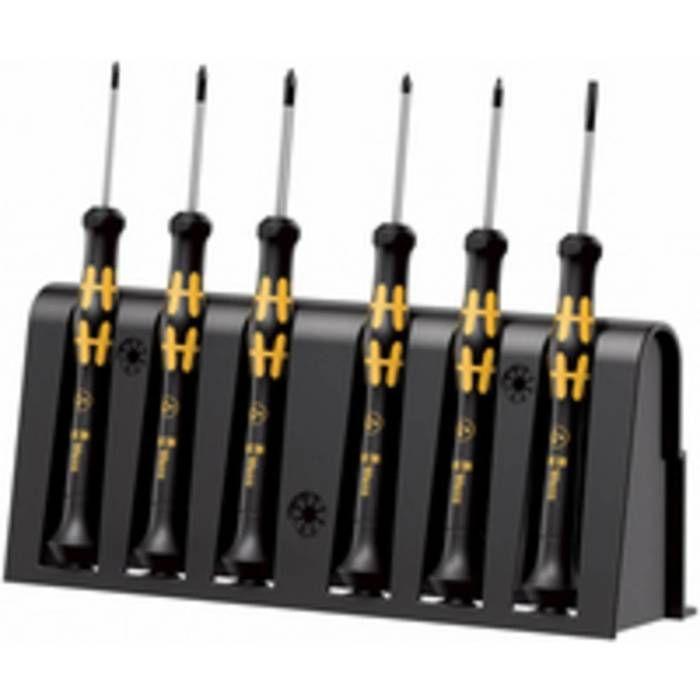 Wera 1550/6 esd antistatique (esd) jeu de tournevis 6 pièces vis à fente, cruciforme phillips, torx plus®, microstix