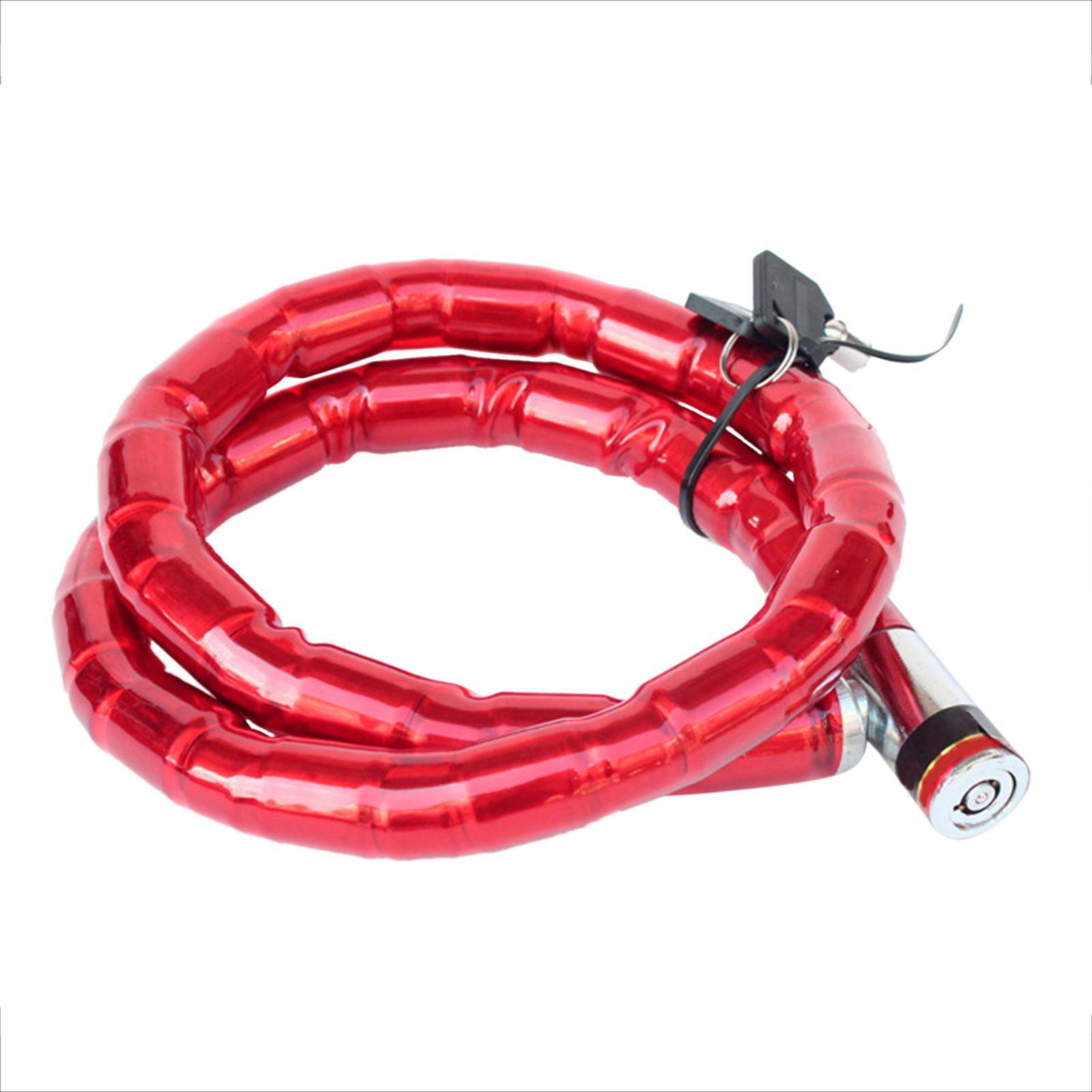Bike Coil Cable Lock Red Waterproof Rust Resistant Easy to Carry Universal Motorcycle Security Lock