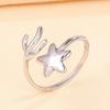 Bohemian Ocean Series Starfish & Seaweed Stainless Steel Open Ring