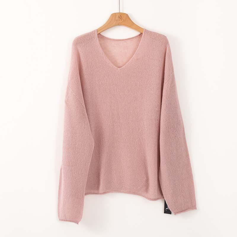 Soft ufu mohair wool blended collar loose knitted jumper women's lazy wind inner with bottoming sweater
