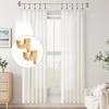 2 Pack Wooden Curtain Rod Brackets Multipurpose Curtain Rod Holders with 20 Pcs Curtain Rings with Clips for Bathroom Bedroom Livingroom Kitchen