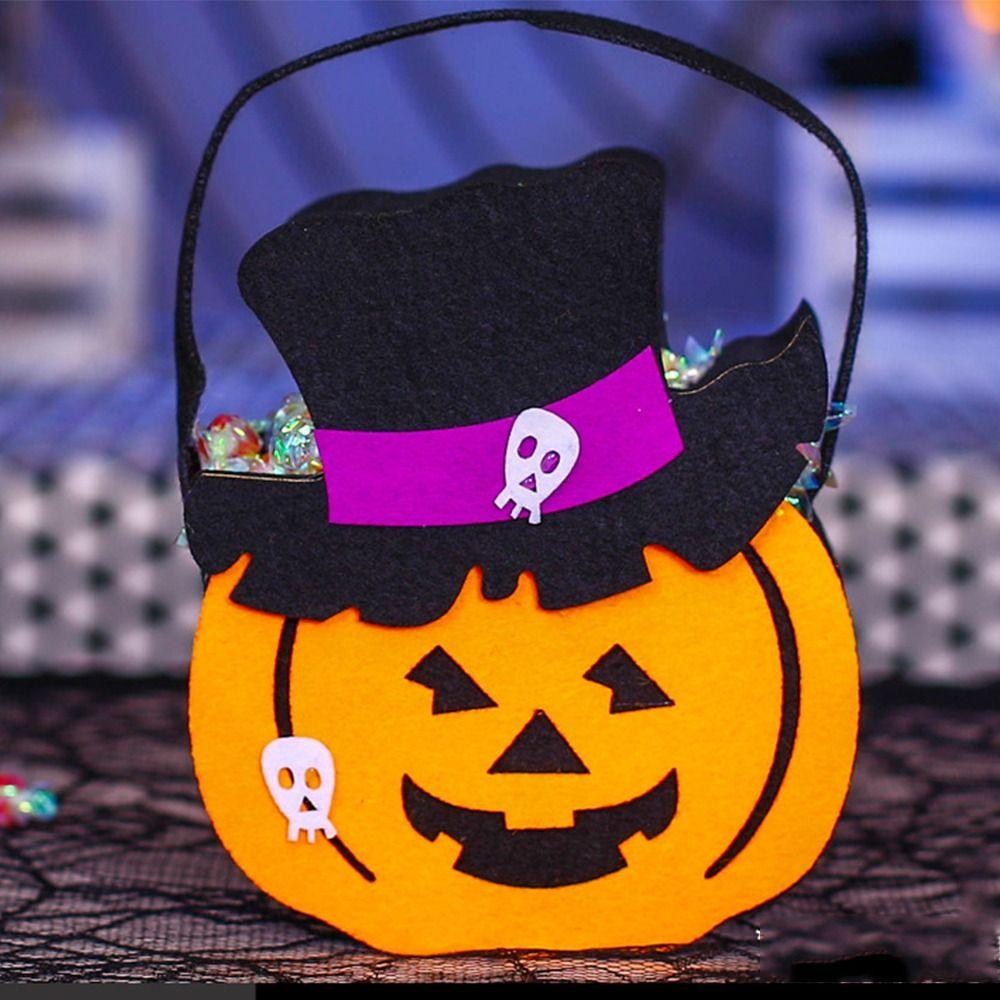 Gifts Pouch Halloween Wool Felt Bag Non-woven Pumpkin Candy Bucket Creative   Party