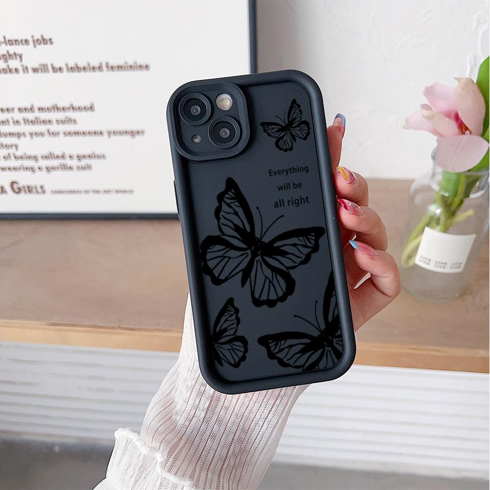Line Butterfly Suitable for Apple 16 Mobile Phone Case New Iphone15promax Cartoon 13 Personality 17 Women's Anti Fall
