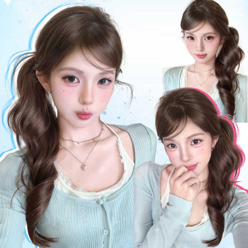 Curly Side Ponytail Synthetic Wig for Women Small Clip-in Curly Ponytail Wig Suitable for Beginners To Wear Everyday