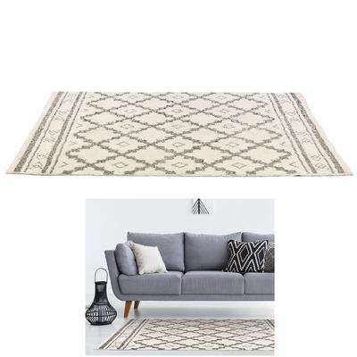 [R2501] - Beigegrauer Baumwollteppich „Boho“ – 170 x 120 cm