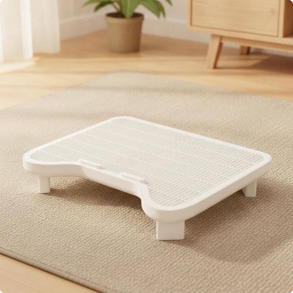 Cat Litter Tray with Grid Box Step Sand Control for Cats