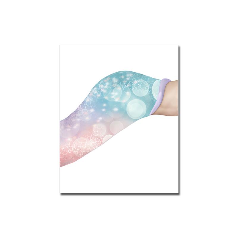 Kinderzimmer Wandkunst Meerjungfrauenschwanz Poster Cartoon Ozeantiere Leinwandmalerei Blaues Meer Druck Nordisches Bild Mädchenschlafzimmer Heimdekor