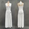 European and American summer new women's clothing neck halter solid color split slim sexy long dress dress