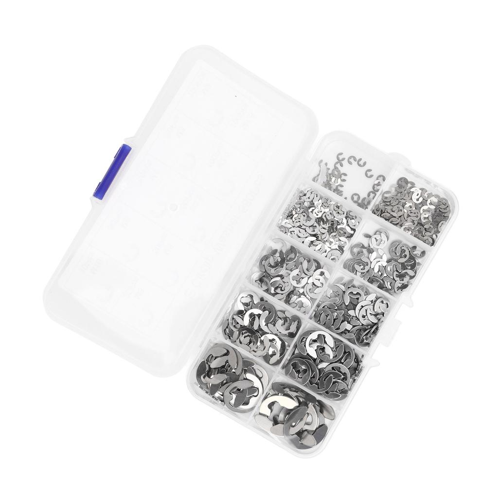 580Pcs E Circlip Washer Set with Storage Box Stainless Steel Firm Fixing E Type Retaining Washer