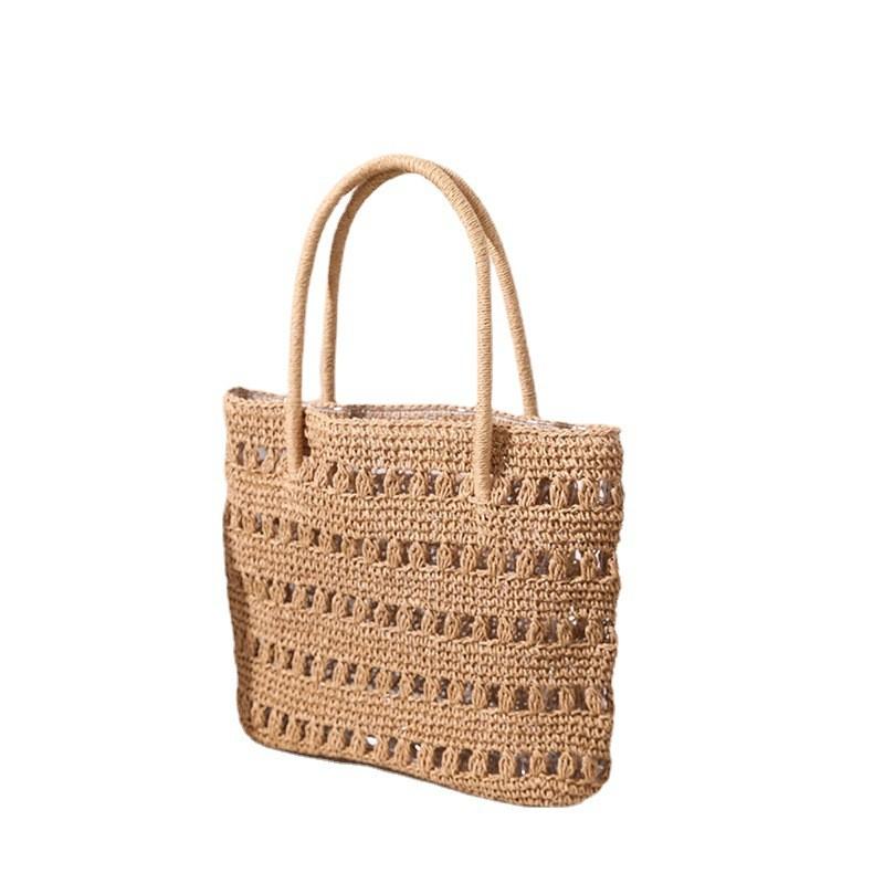 IELGY Vacation Beach Straw Bag Hollow Classy One-Shoulder Portable Woven Bag