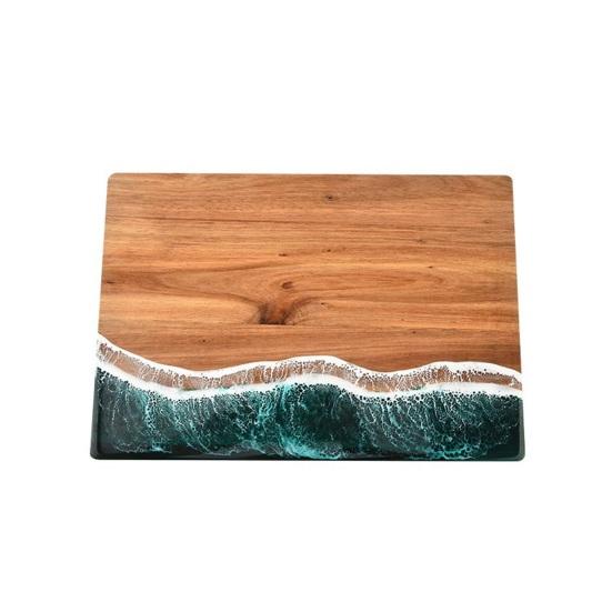 Personalized Cutting Board with Ocean Resin Custom Charcuterie Board Engraved, Decorative Wood Cutting Board Wedding Gift, Unique Resin Cutting Board