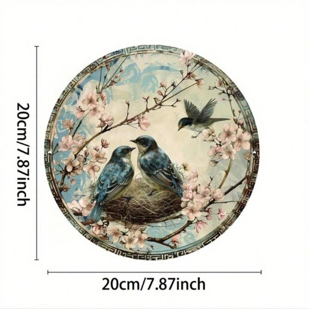 Vintage Round Metal Bird Nest Wall Art Decor for Home Cafe