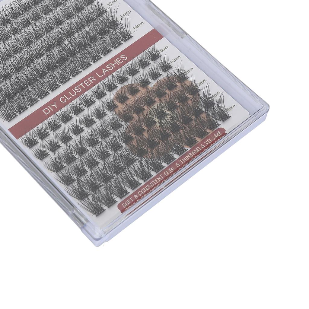 2 In 1 Eyelash Extension Kit DIY Portable Individual Volume Eyelash Cluster with 10ml Liquid C+D 12 Rows 144 Clusters