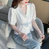 Chiffon Shirt for Women's Design Niche Ruffle Short Sleeves Temperament Commute Leisure